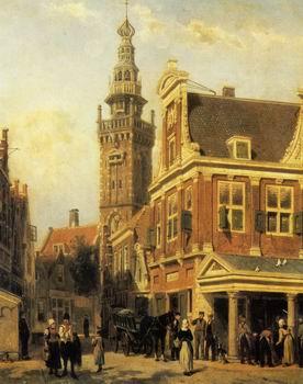 unknow artist European city landscape, street landsacpe, construction, frontstore, building and architecture. 312 oil painting image